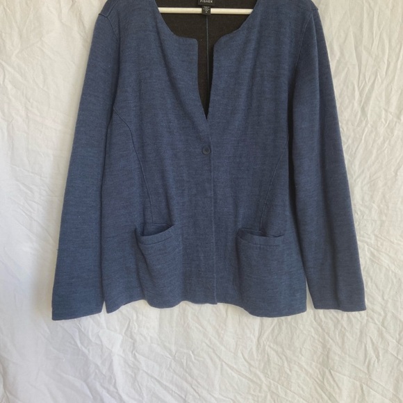 Eileen Fisher wool sweater/ jacket Size Medium - Picture 4 of 12